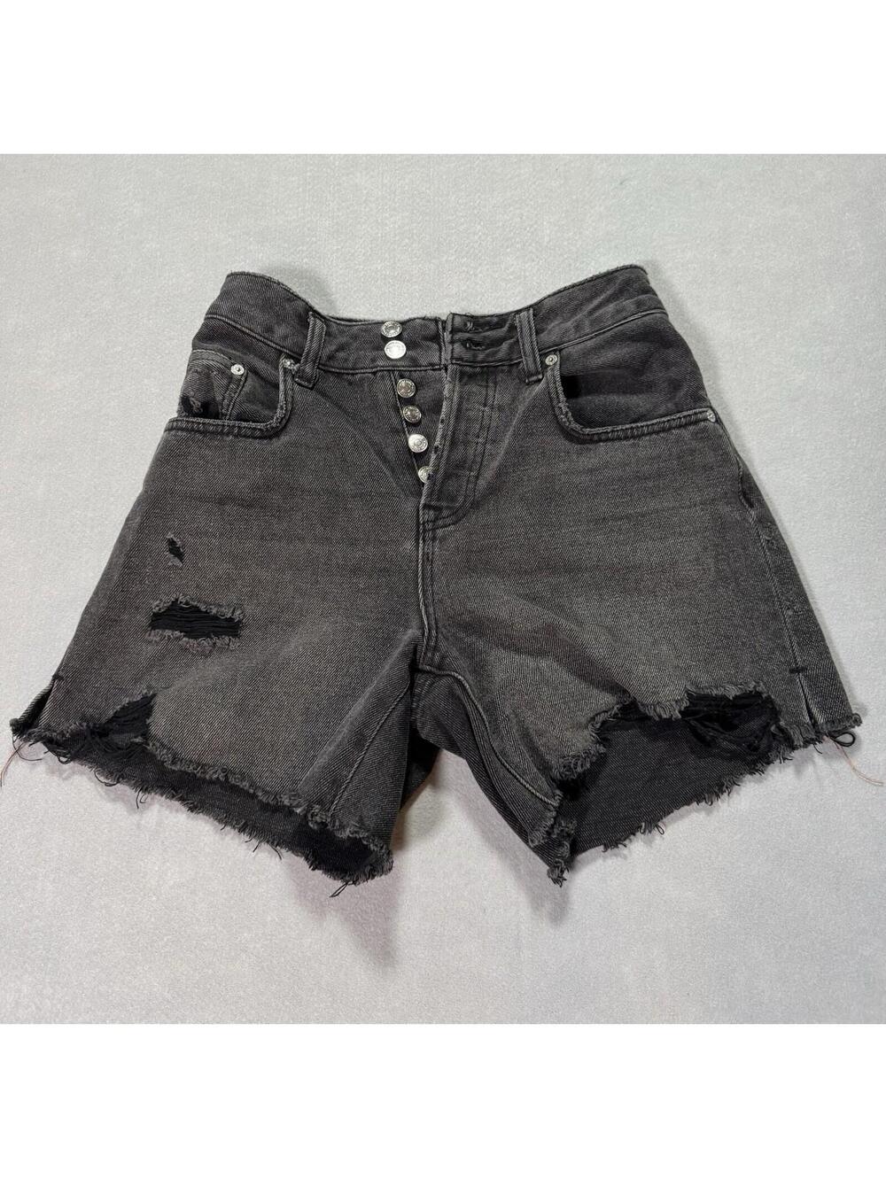 We The Free CRVY High Rise Cut Off Denim Shorts Black Cotton Size 25